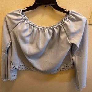 Off the Shoulder Light Blue Shirt
